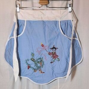Unbranded Peg Apron Women OS Blue Embroidered Dragon Child Half Apron